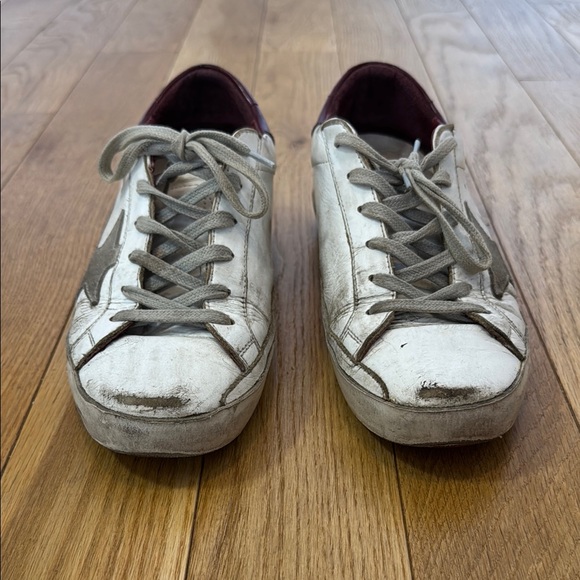 Golden Goose Cream and Burgundy Star Sneakers - Picture 2 of 12